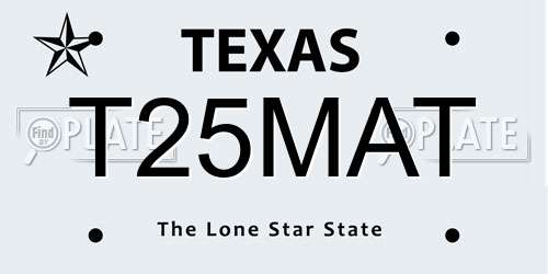 T25MAT Texas License Plate