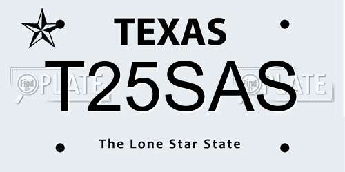 T25SAS Texas License Plate