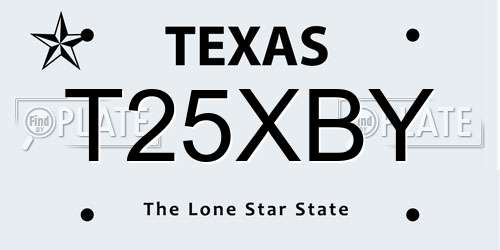 T25XBY Texas License Plate