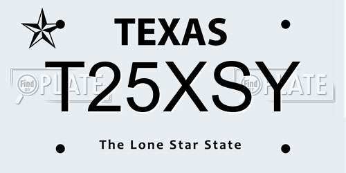 T25XSY Texas License Plate