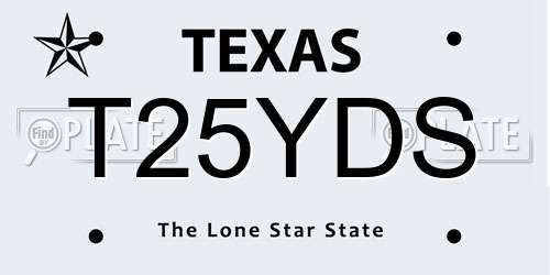 T25YDS Texas License Plate