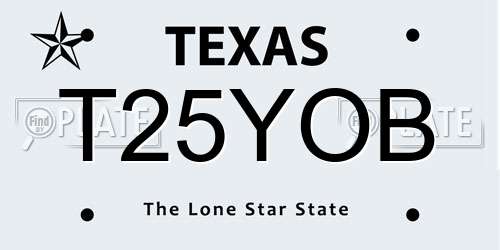 T25YOB Texas License Plate