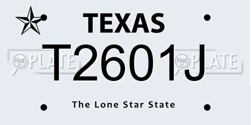 T2601J Texas License Plate