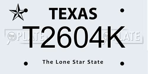 T2604K Texas License Plate