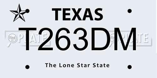 T263DM Texas License Plate