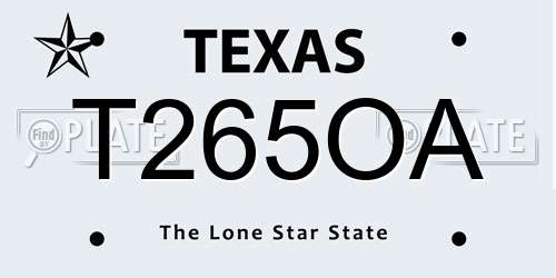 T265OA Texas License Plate