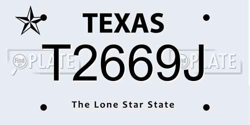 T2669J Texas License Plate