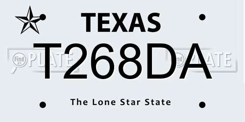 T268DA Texas License Plate