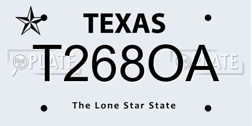 T268OA Texas License Plate