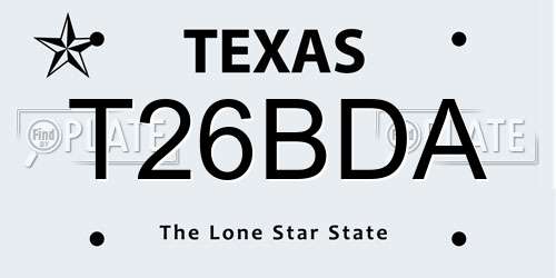 T26BDA Texas License Plate