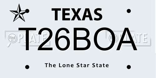 T26BOA Texas License Plate