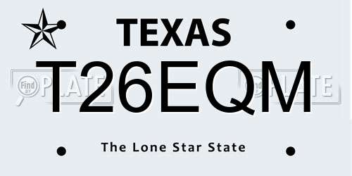 T26EQM Texas License Plate