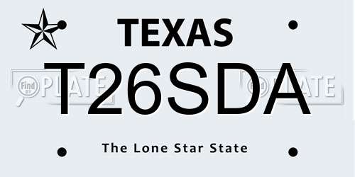 T26SDA Texas License Plate