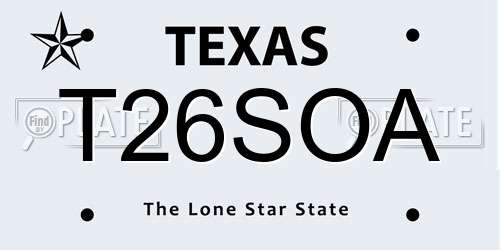 T26SOA Texas License Plate