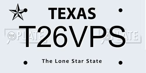 T26VPS Texas License Plate