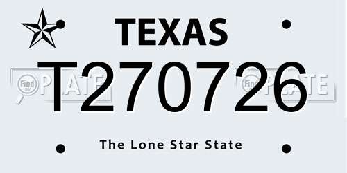 T270726 Texas License Plate