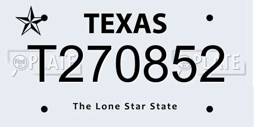 T270852 Texas License Plate