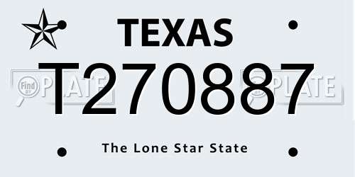T270887 Texas License Plate