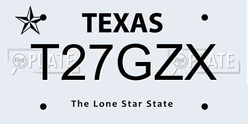 T27GZX Texas License Plate