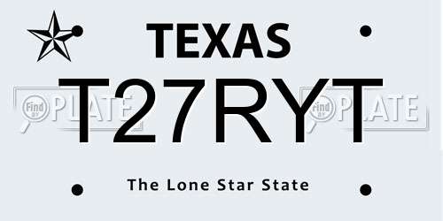 T27RYT Texas License Plate