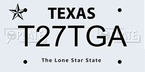 T27TGA Texas License Plate