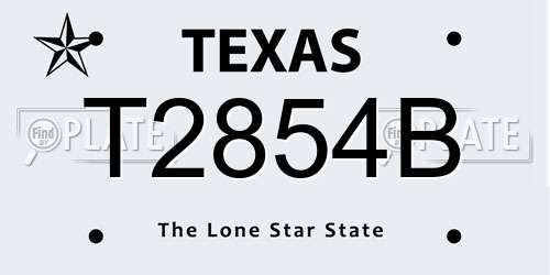 T2854B Texas License Plate