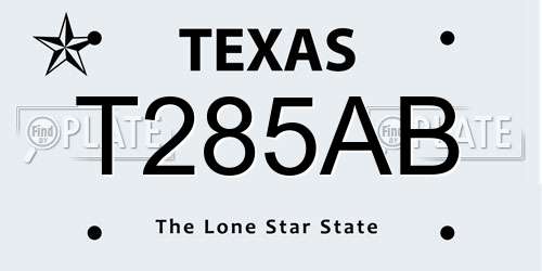 T285AB Texas License Plate