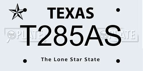T285AS Texas License Plate
