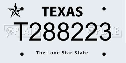 T288223 Texas License Plate