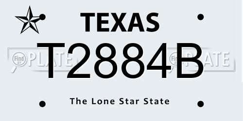 T2884B Texas License Plate
