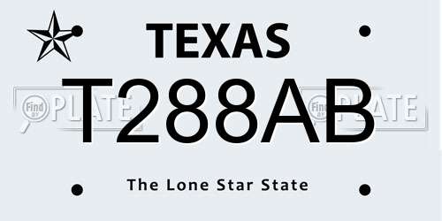 T288AB Texas License Plate