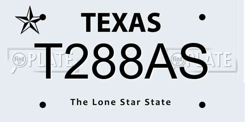 T288AS Texas License Plate