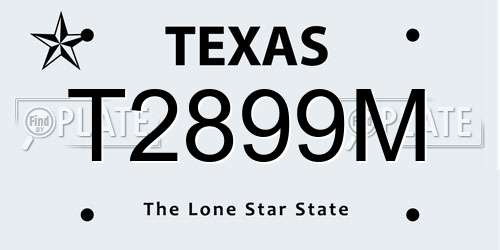 T2899M Texas License Plate