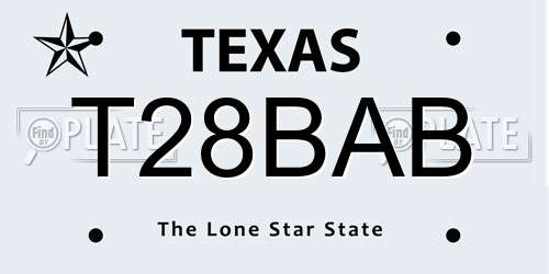 T28BAB Texas License Plate
