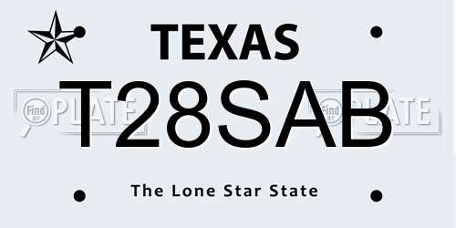 T28SAB Texas License Plate