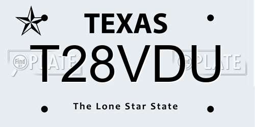T28VDU Texas License Plate