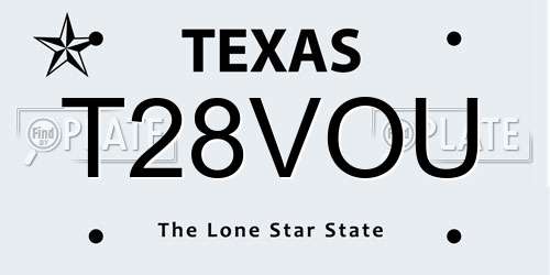 T28VOU Texas License Plate