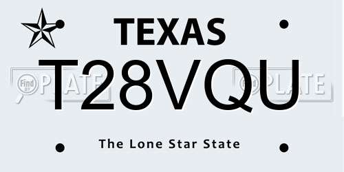 T28VQU Texas License Plate