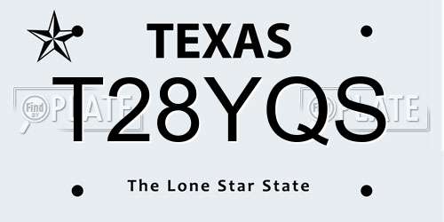 T28YQS Texas License Plate