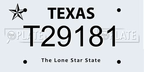 T29181 Texas License Plate