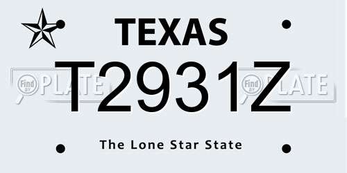 T2931Z Texas License Plate