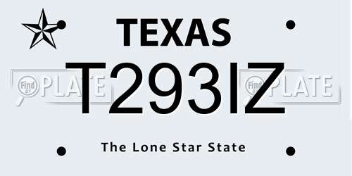 T293IZ Texas License Plate