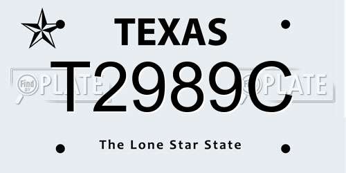 T2989C Texas License Plate