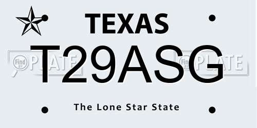 T29ASG Texas License Plate