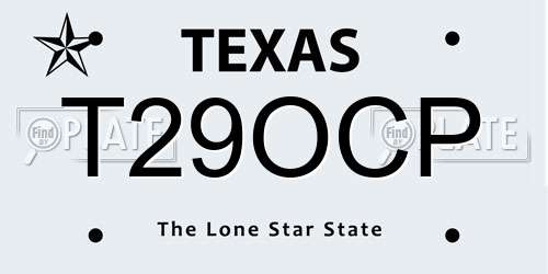 T29OCP Texas License Plate