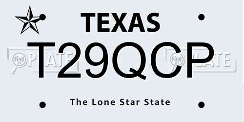 T29QCP Texas License Plate