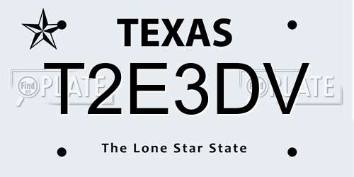 T2E3DV Texas License Plate