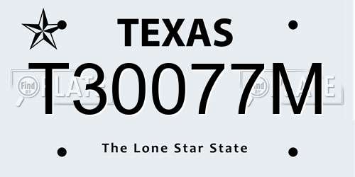 T30077M Texas License Plate