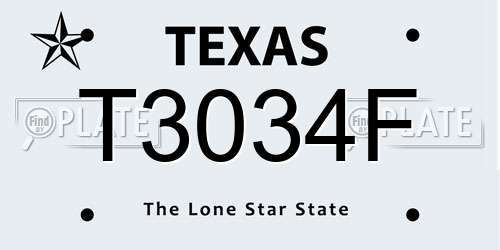 T3034F Texas License Plate