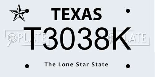 T3038K Texas License Plate